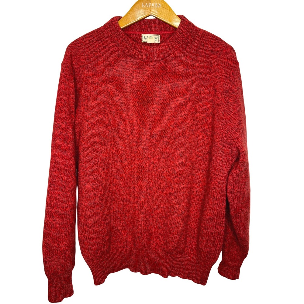 Vintage L.L. Bean Rag Wool Sweater Red Women's XL Made in USA